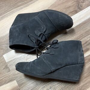 Toms Charcoal Suede Ankle Booties